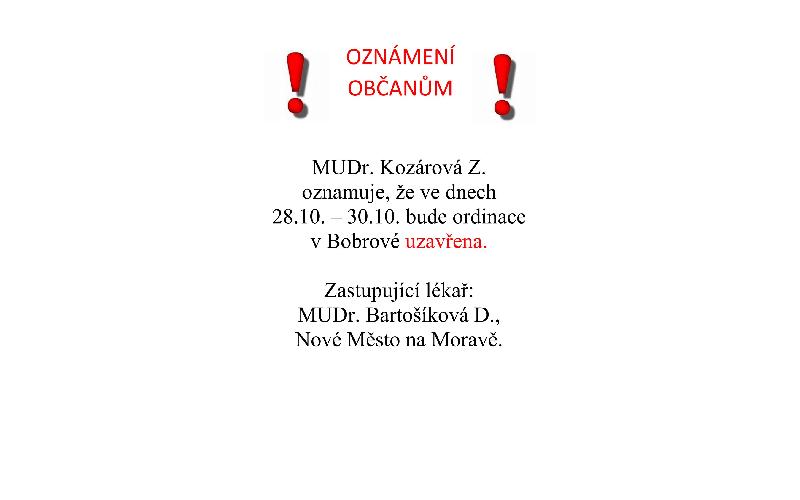 Aktuality - MUDr. Kozárová